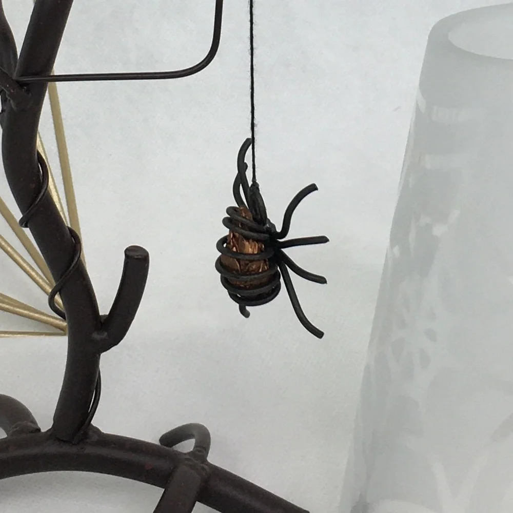Frosted Glass Top Iron Base Spider & Web Lantern